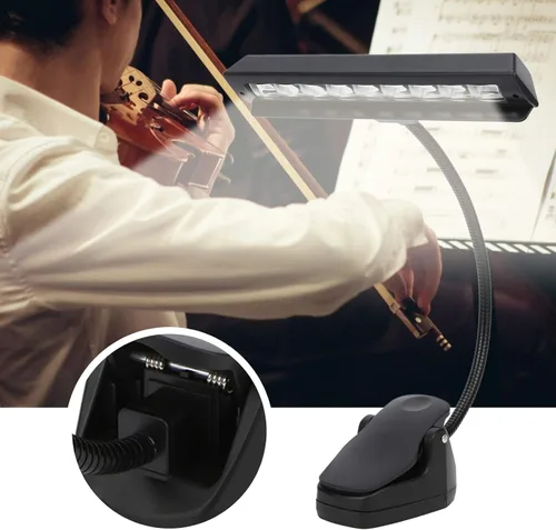 Vista 2 de Keenso Luces de soporte de música, lámpara de soporte de música recargable, luces LED de libro con clip en cuello ajustable recargable USB lámpara