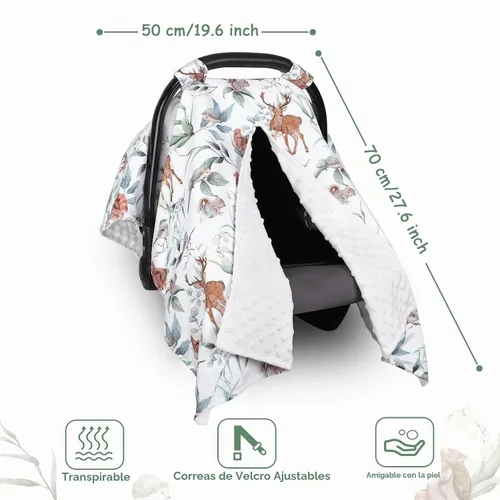Vista 5 de TANOFAR Funda para Asiento de Coche para Bebé, Toldo para Asiento de Coche con Apertura Peekaboo para Bebés, Toldo Suave y Transpirable para Hoja