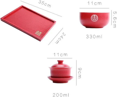 Vista 2 de GVILTY Suministros de decoración de boda tradicionales chinos Juego de té de porcelana de felicidad doble palillos de cuenco de regalo, Juego de té