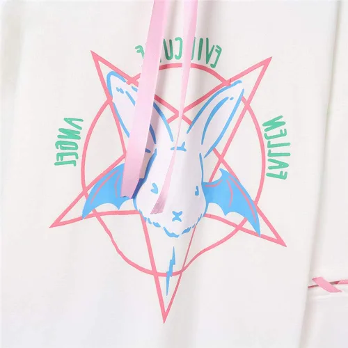 Vista 3 de BSTANG Sudadera con capucha de otoño con cordones de dibujos animados con estampado de pentáculo, de manga larga, kawaii para mujer