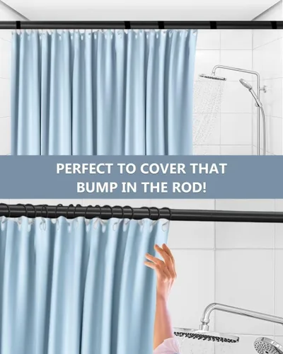 Vista 5 de TidyFriend - Funda para barra de ducha, paquete de 2 barras de cortina de ducha de 58 pulgadas, protector y fácil de instalar (negro)