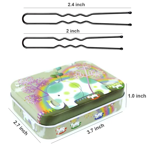 Vista 3 de 200 horquillas en forma de U negras con bonita funda, horquillas para moños, horquillas de primera calidad para niños, niñas y mujeres, ideales