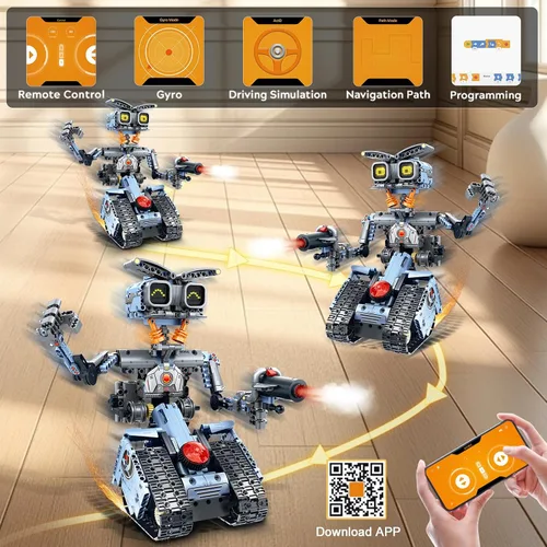 Vista 8 de HiWEEGO 5 en 1 cambiable LED ojos robot construcción conjunto para niños mayores de 12 años