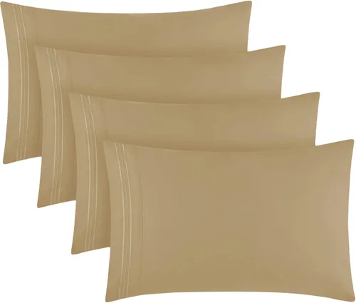 Vista 13 de Mellanni Juego de fundas de almohada, 4 fundas de almohada de la colección Iconic Collection, extra suaves, refrescantes, resistentes a las arrugas
