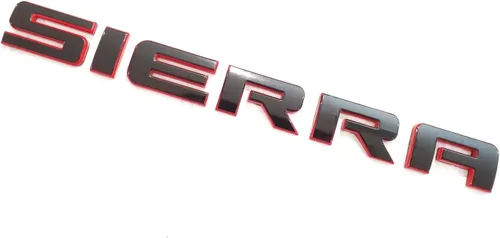 Vista 3 de 1 placa de identificación con emblema de Sierra compatible con GM 2500Hd 3500Hd Sierra (negro/rojo)