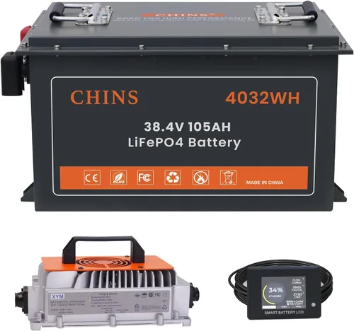Vista 16 de CHINS - Batería de litio para carrito de golf de 36 V, 100 Ah, batería Bluetooth LiFePO4, BMS de 200 A incorporada, corriente máxima de 1000 A