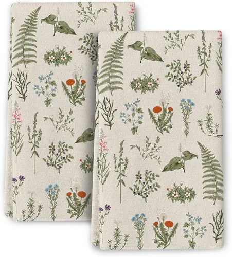 Vista 10 de Juego de toallas de cocina florales bohemias, juego de trapos de cocina absorbentes con mandala bohemios, juego de paños de cocina con flores
