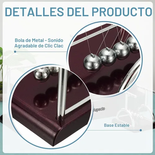 Vista 3 de PATIKIL Newtons Cradle Pendulum 5 bolas de equilibrio de Newton's Cradle, juguetes de escritorio, bola de gravedad, divertida para juguetes