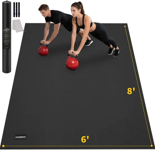 Vista 10 de CAMBIVO Alfombrillas de ejercicio grandes para entrenamiento en casa, 8 x 6 pies/7 x 5 pies/6 x 4 pies (0.276 in) extra gruesas para gimnasio