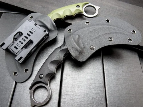Vista 6 de Gtkii Cuchillo de garra Gtk111, hoja de acero D2, mango antideslizante G10, funda Kydex, afilado, campamento al aire libre, caza, herramienta EDC