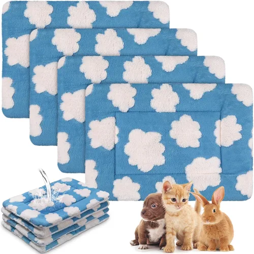 Vista 25 de Haull - Juego de ropa de cama impermeable de conejillo de indias, suave para perro y gato, tapete de felpa para jaula de animales pequeños, conejo