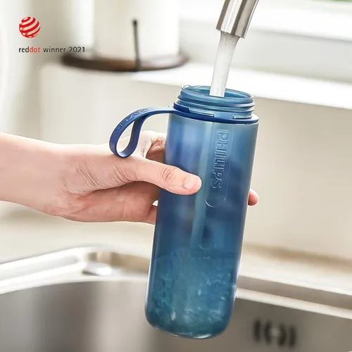Vista 2 de PHILIPS Water GoZero - Botella de agua activa sin BPA con filtro de agua de río/lago/manantial para senderismo, campamento y fitness, filtro de agua