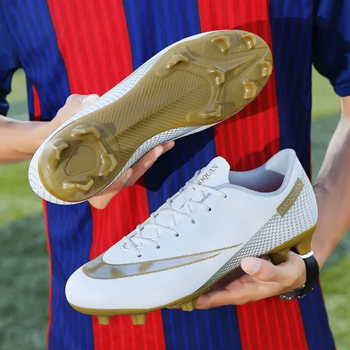 Vista 5 de Qzzsmy Zapatos deportivos de fútbol para hombre, zapatos de fútbol profesionales, transpirables para deportes al aire libre, corrercompetencia