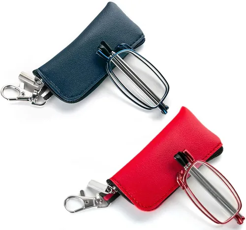 Vista 14 de Paquete de 3 lentes de lectura plegables con llavero, bolsas compactas, para mujeres y hombres, bloqueo de luz azul, bisagra de resorte, lectores
