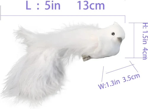 Vista 7 de Juego de 9 decoraciones de pájaro paloma artificial con plumas, regalo para el día de San Valentín, arreglo floral con clip de 6.5 pulgadas