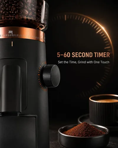 Vista 11 de AMZCHEF Single Dose Coffee Grinder, Low Retention, 75 Settings, Rose Gold
