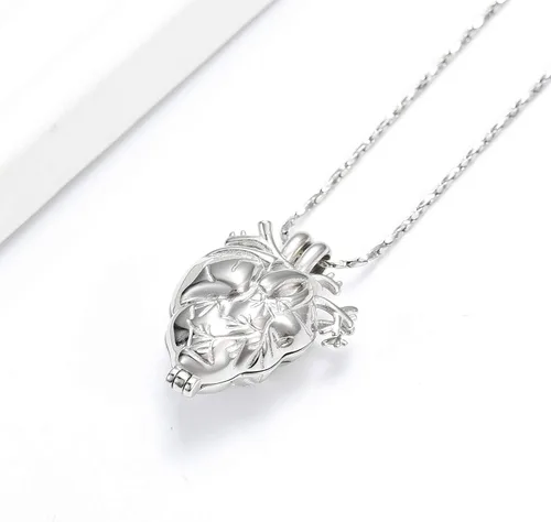 Vista 48 de Imrsanl Collar con colgante de joyería de cremación para cenizas – Collar anatómico de urna de corazón para cenizas – Medallones conmemorativos