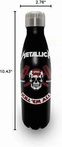 Vista 3 de Rocksax Metallica Kill 'Em All Botella de Agua Aislada al Vacío de Acero Inoxidable – 16.9 fl oz Botella Coleccionable de Banda de Rock para Bebida