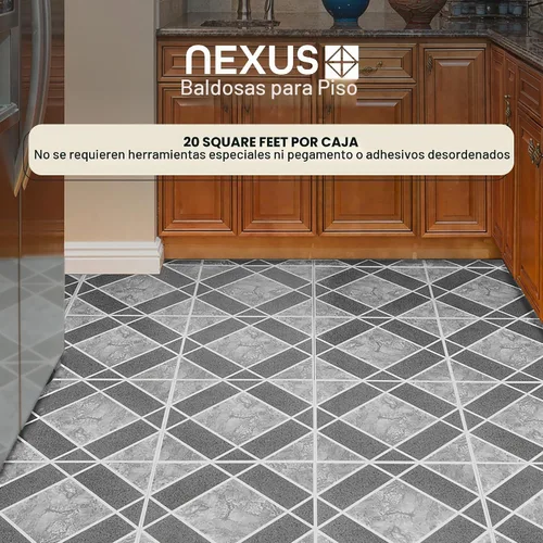Vista 2 de Nexus Self Adhesive 12-Inch Vinyl Floor Tiles, 20 Tiles, 12 x 12 in