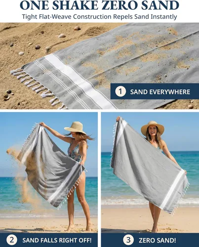 Vista 5 de LANE LINEN Toalla de Playa, Paquete de 2 Toallas de Playa de Gran Tamaño, 39"x71", Toallas de Piscina de Secado Rápido para Adultos, Absorbentes a