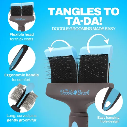 Vista 4 de Cepillo para garabatos para perros, pelo de perro, cepillo para caniches, Goldendoodle, Bernedoodle, Bernedoodle, flexible para perros, caniche