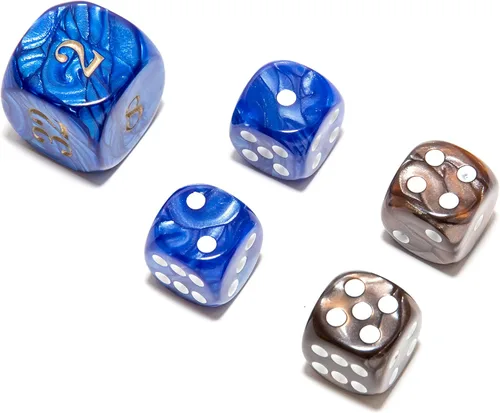Vista 25 de Bello juegos Deluxe dados de imitación de mármol sets-black/, Azul, 5/8