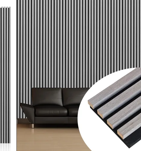 Vista 10 de NeatiEase Paquete de muestras de color de paneles de pared de madera, paneles de pared de listones acústicos para decoración de paredes interiores