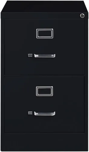 Vista 4 de Scranton & Co Archivador vertical de metal de 2 cajones, 25 pulgadas de profundidad, acabado negro, ancho legal, construcción duradera de acero