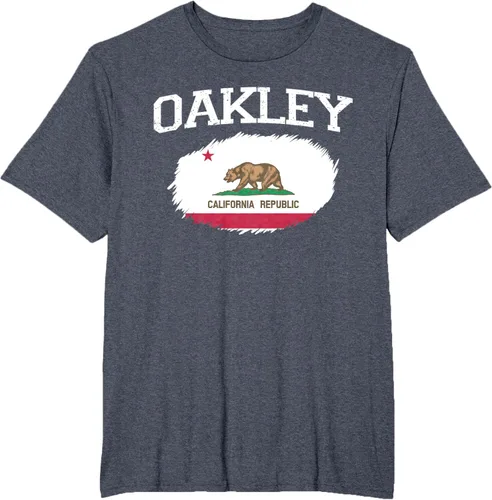 Vista 98 de OAKLEY CA CALIFORNIA Flag Vintage USA Sports Hombre Mujer Camiseta, Negro