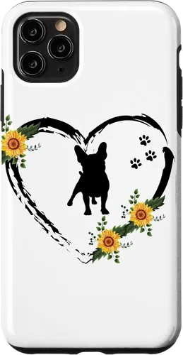 Vista 13 de iPhone 16 French Bulldog With Paw Prints And Sunflower Heart On White Case