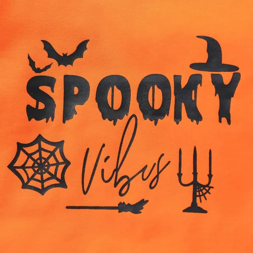 Vista 7 de Sudadera de manga larga con estampado de letras de Halloween para niños y niñas, sudadera con forro polar para bebé