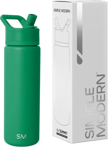 Vista 31 de Simple Modern botella de agua con tapa con pajita, termo de acero inoxidable con aislamiento al vacío, reutilizable, sin BPA, sin fugas