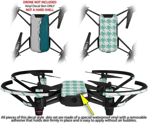 Vista 2 de Skin Decal Wrap Pack 2 para DJI Ryze Tello Drone Ripped Colors Gray Seafoam Green Drone no incluido