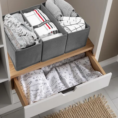 Vista 6 de Paquete de 9 organizadores de cajones plegables - Organizador de cajones de ropa para ropa, gris oscuro (10.6 x 5.5 x 4.3 pulgadas, tela no tejida)