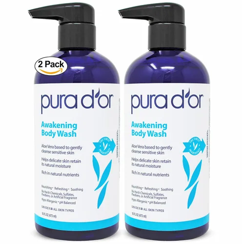Vista 9 de PURA D'OR Gel de baño Promesa Duradera de 16 onzas – Aroma de lavanda calmante – Base de aloe vera, infundido con aceite de romero y manzanilla – pH