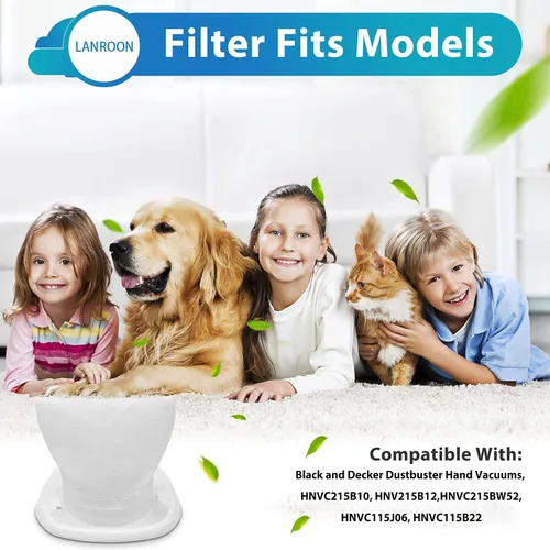 Vista 6 de Paquete de 10 filtros HNVCF10 compatibles con aspiradoras de mano Black and Decker, HNVC215BW52, HNVC215B10, HNVC115J06, HNVC115B22