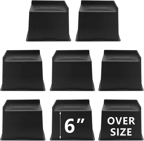Vista 13 de Paquete de 4 elevadores de cama de 2 pulgadas, elevadores de muebles de gran tamaño resistentes, elevadores de cama extra anchos para mesa, sofá