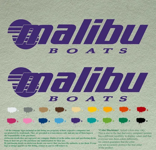 Vista 12 de Malibu Boat - Juego de 2 calcomanías de vinilo de repuesto compatibles con botes de restauración (12 pulgadas, negro 070)