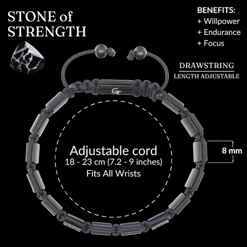 Vista 4 de Pulsera de cuentas planas de la colección GT, pulseras ajustables de gemas para hombres