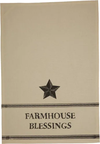 Vista 3 de VHC Brands Farmhouse Star Country Life Blessings - Juego de 2 toallas de cocina con patrón de muselina de algodón primitivo para Acción de Gracias