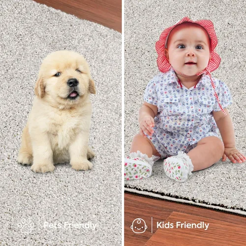 Vista 6 de Ambiant Alfombras de Área de Color Sólido Aptas para Mascotas Blanco Hueso - Rectángulo de 8' x 10', Interior, Resistente a las Manchas, Perfecta