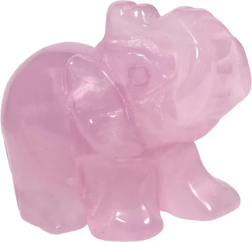 Vista 10 de Amogeeli Figura de elefante de cristal curativo de 1.5 pulgadas, tronco tallado a mano, estatua de animal de piedra de elefante, decoración