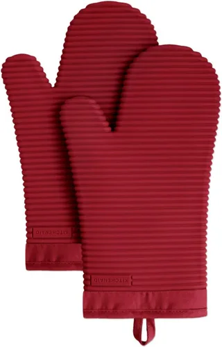 Vista 22 de KitchenAid - Juego de 2 manoplas de horno de silicona suave acanalada, 7.5"x13", celeste agua
