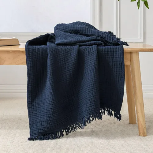 Vista 23 de Esterra Manta de Muselina de 50x65 Pulgadas Acogedora Suave Ligera Manta de Algodón Prelavada, Manta de Gasa de 4 Capas Transpirable para Todas
