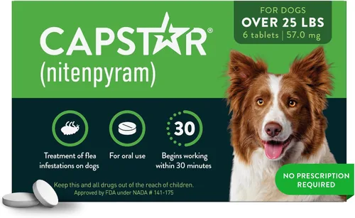 Vista 10 de Capstar (Nitenpyram) Tratamiento oral de pulgas de acción rápida para perros de 2 a 25 libras, tabletas de medicamentos recomendadas por
