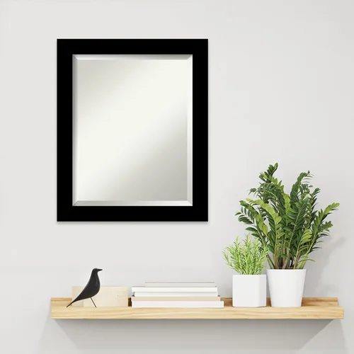 Vista 5 de Amanti Art Espejo de pared negro de 24 x 20 pulgadas, espejo de baño rectangular negro cepillado para decoración de pared de sala de estar, marco