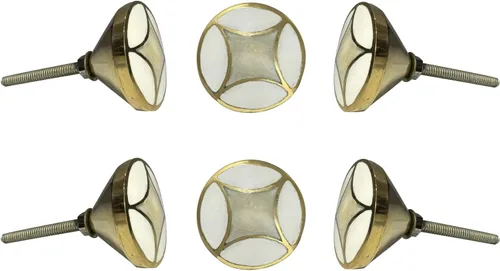 Vista 15 de Perilla Home Sirius Beige - Paquete de 6 pomos redondos de metal de latón para interiores y exteriores, paso, gabinetes de cocina, pomos de diseño