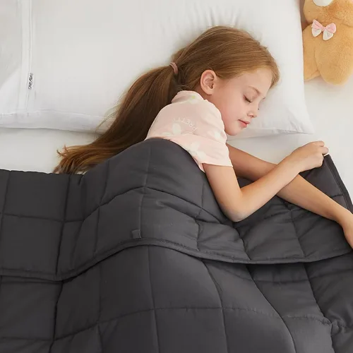 Vista 17 de L'AGRATY Manta con peso de 5 libras, para regazo, manta pequeña y portátil para adultos, refrescante, para viajar, relajarse y dormir, para todas