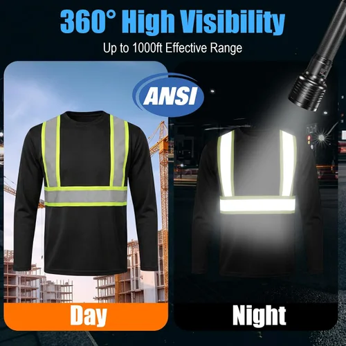 Vista 5 de HYCOPROT Hi Vis - Camisas de seguridad de manga larga de alta visibilidad, camisa reflectante para hombres y mujeres, camiseta de construcción