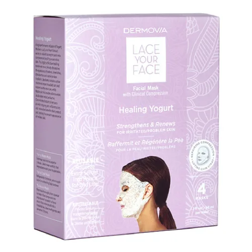 Vista 13 de Máscara facial Lace Your Face de compresión, como se ve en el programa Shark Tank, algodón biodegradable reutilizable, cuidado de la piel, Péptidos